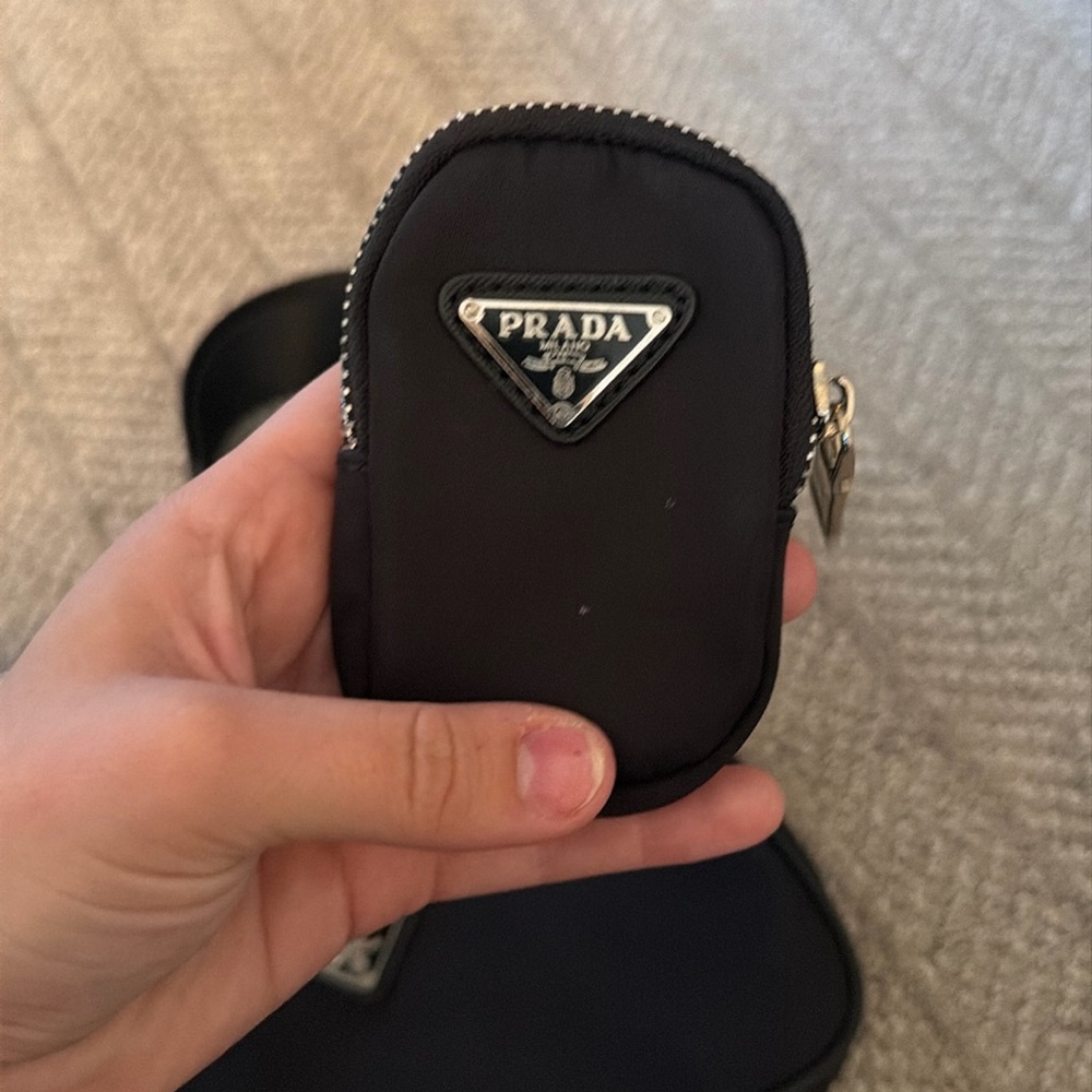 Prada Black Nylon Shoulder Bag with Chain and Detachable Strap - Picture 2 of 8